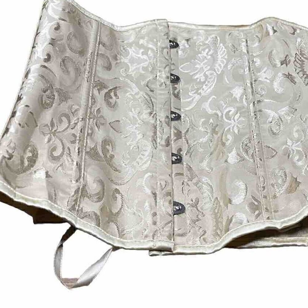 Vintage Alivila.Y Fashion Corset Floral Victorian Top Gold/Cream Sz 4XL Plus